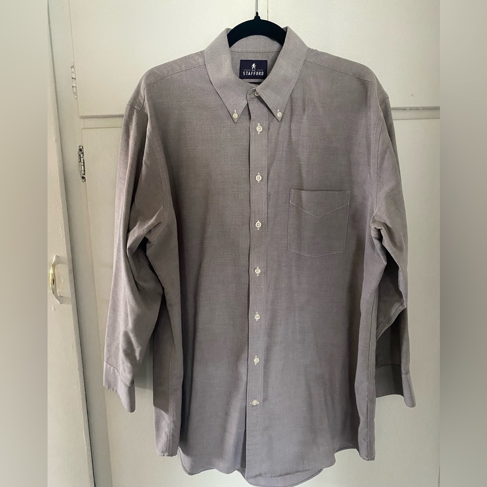 Stafford Gray Men’s Dress Button Up Regular Fit Size 17